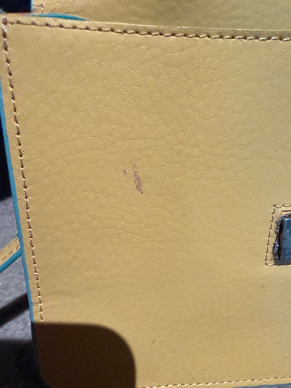 BRAND NEW Baekgaard Yellow Leather City Hipster Crossbody. Lemon/Caribbean Blue - Picture 8 of 9
